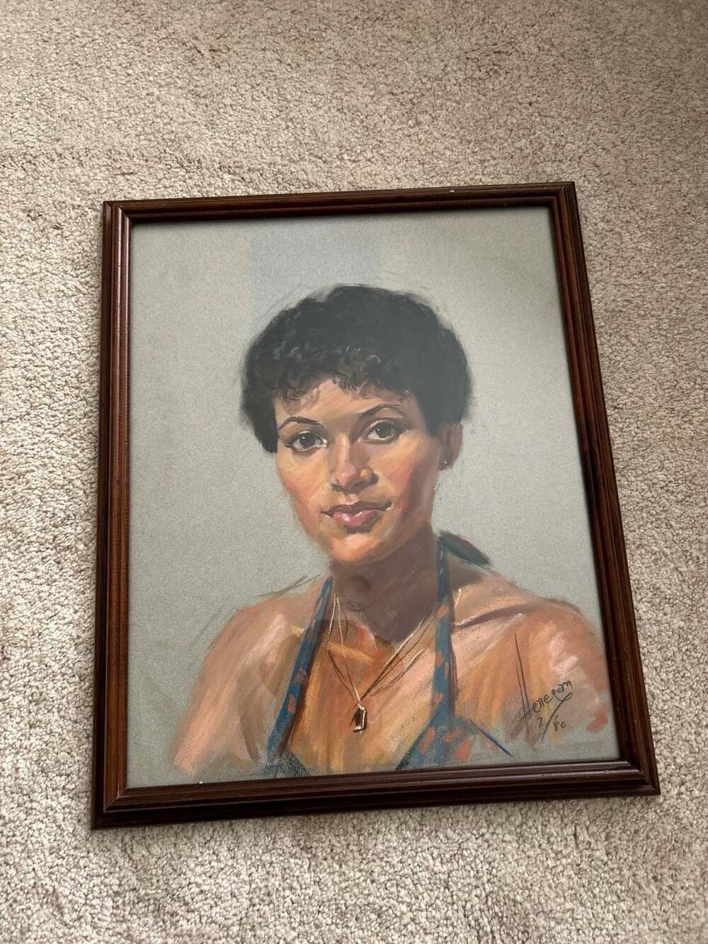 Daniel E. Greene Original Pastel Portrait of a Woman, Signed and Dated 7/80
